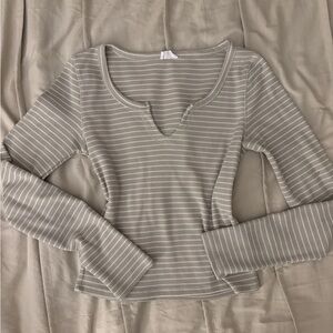 Cotton On Brown Ribbed Crop Blouse